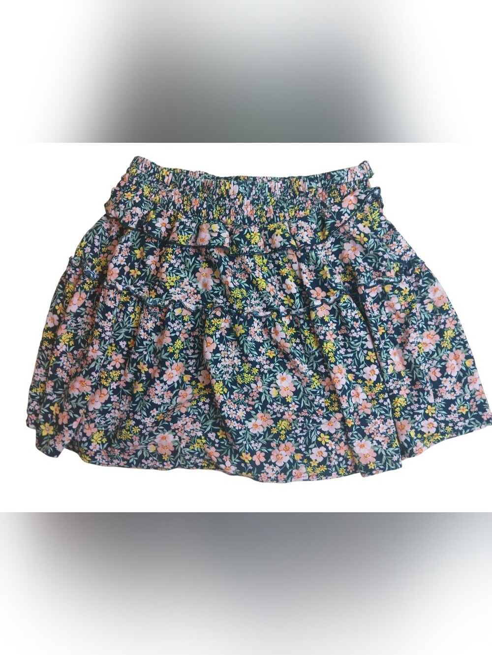 American Eagle Outfitters Navy Floral Tiered Mini Skirt Extra Small